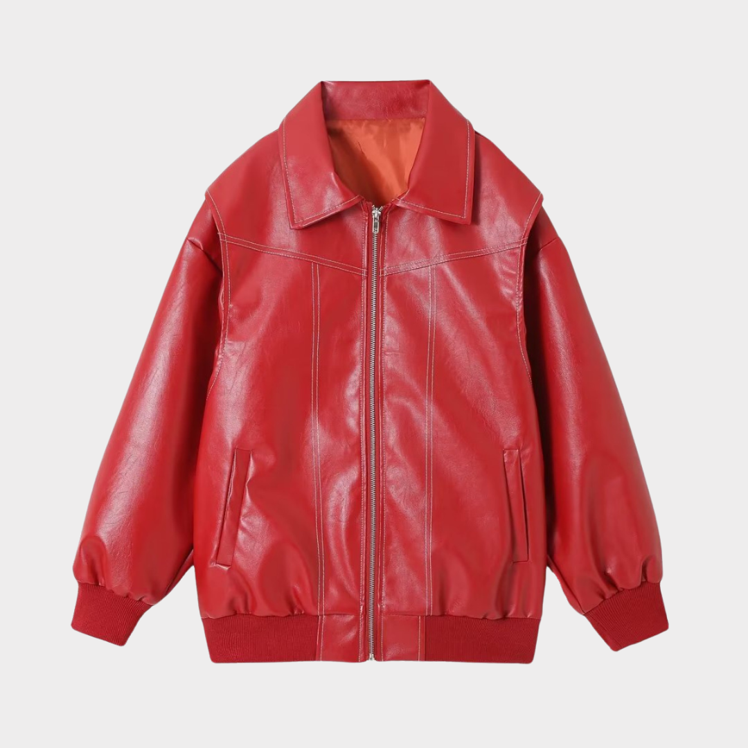 Oversized bomber jacket with contrasting stitching