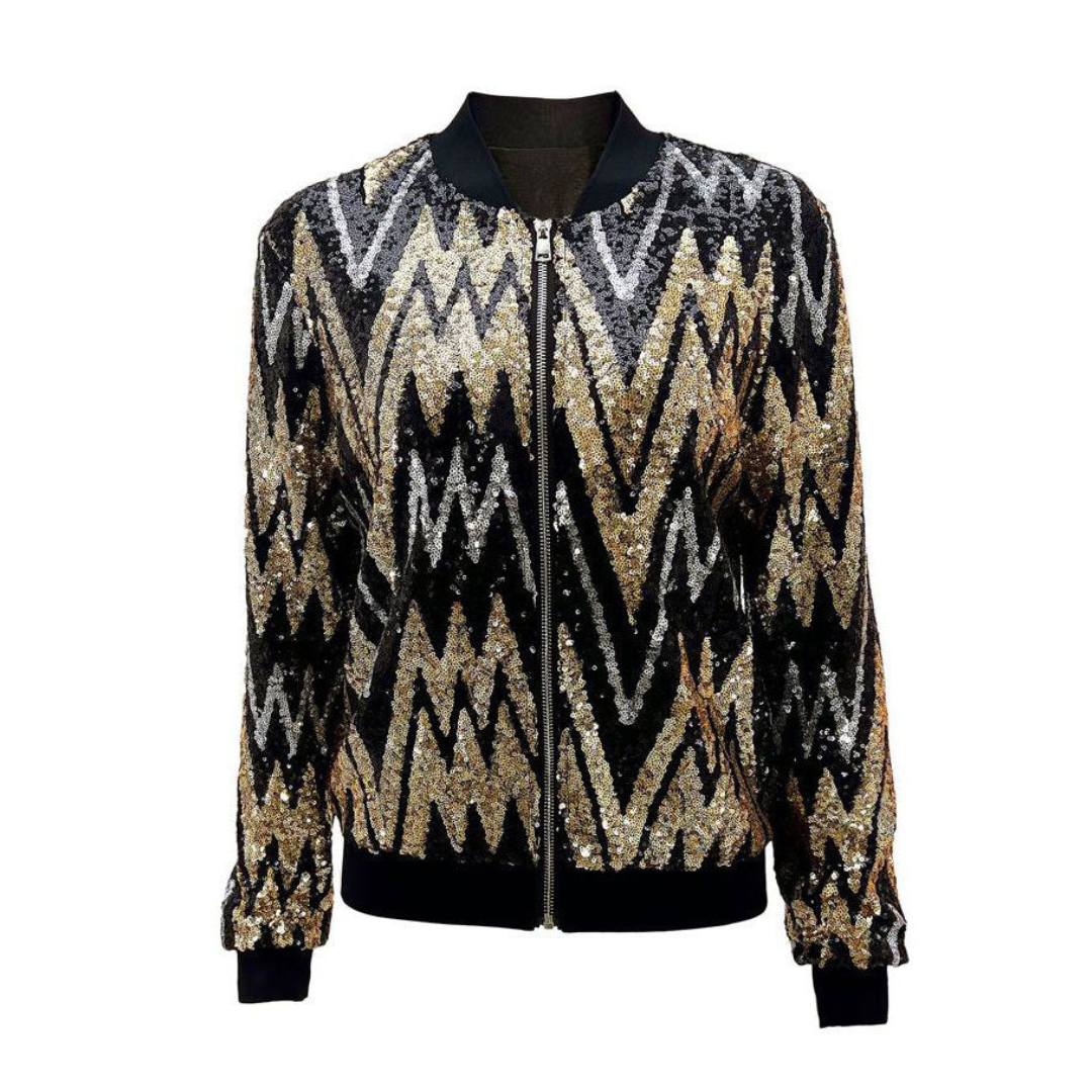 Chic Zip Jacket for Women | Sequins