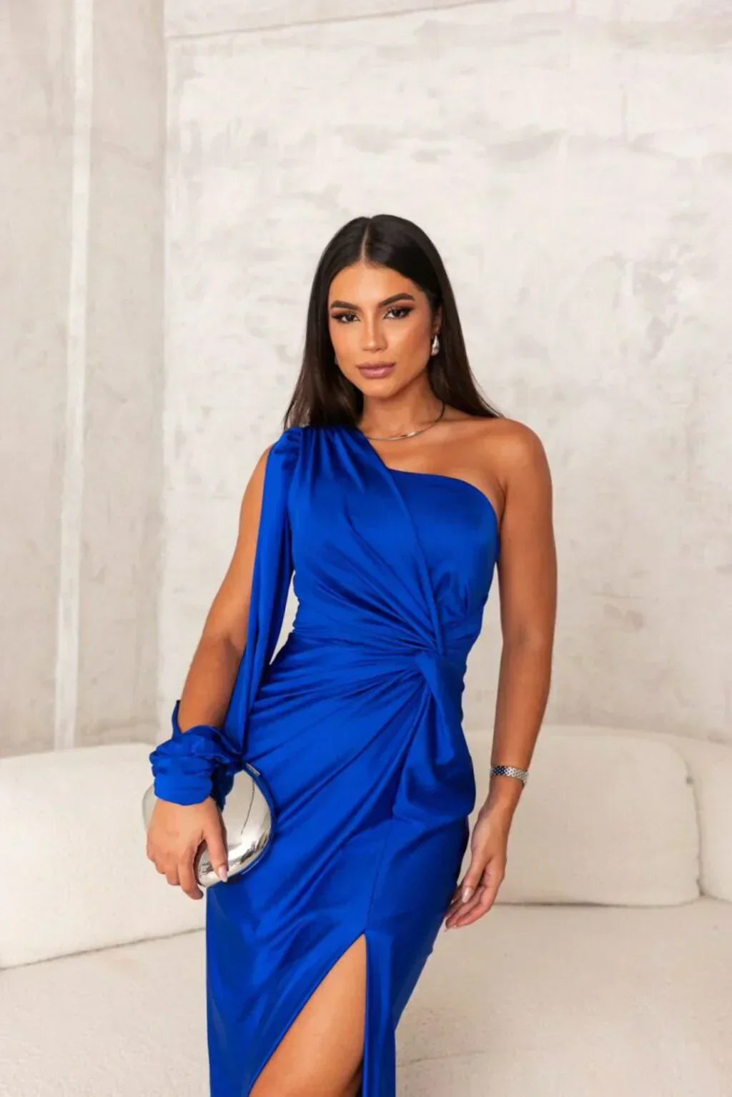 DALINA | One-Shoulder Wedding Guest Maxi Dress with Split
