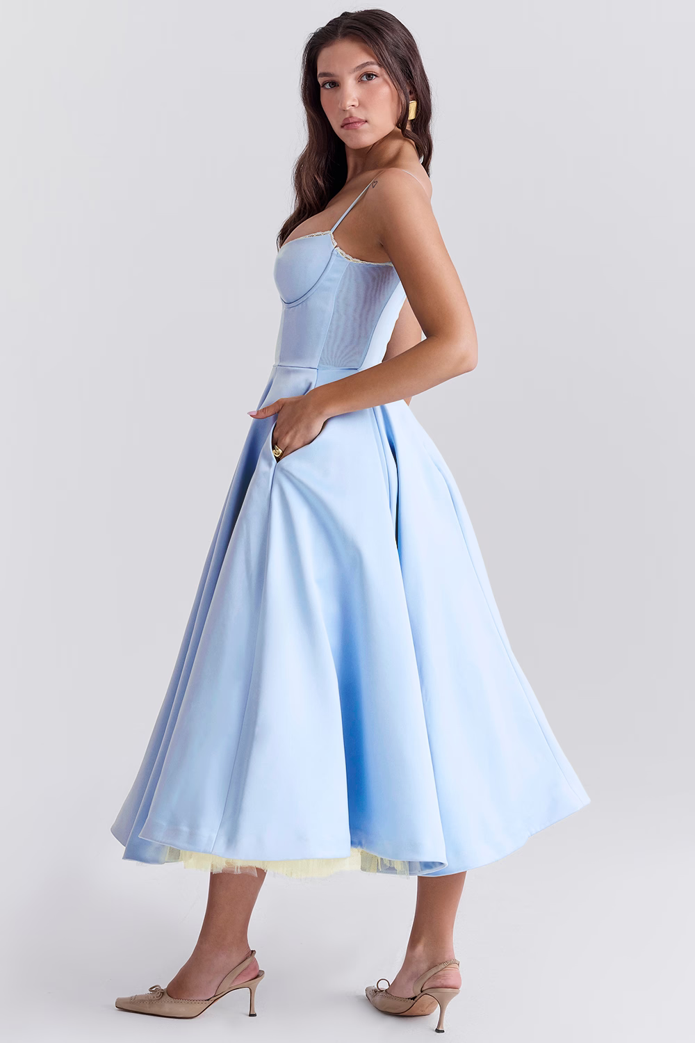 ELIORA | Elegant Midi Dress with Tulle Skirt