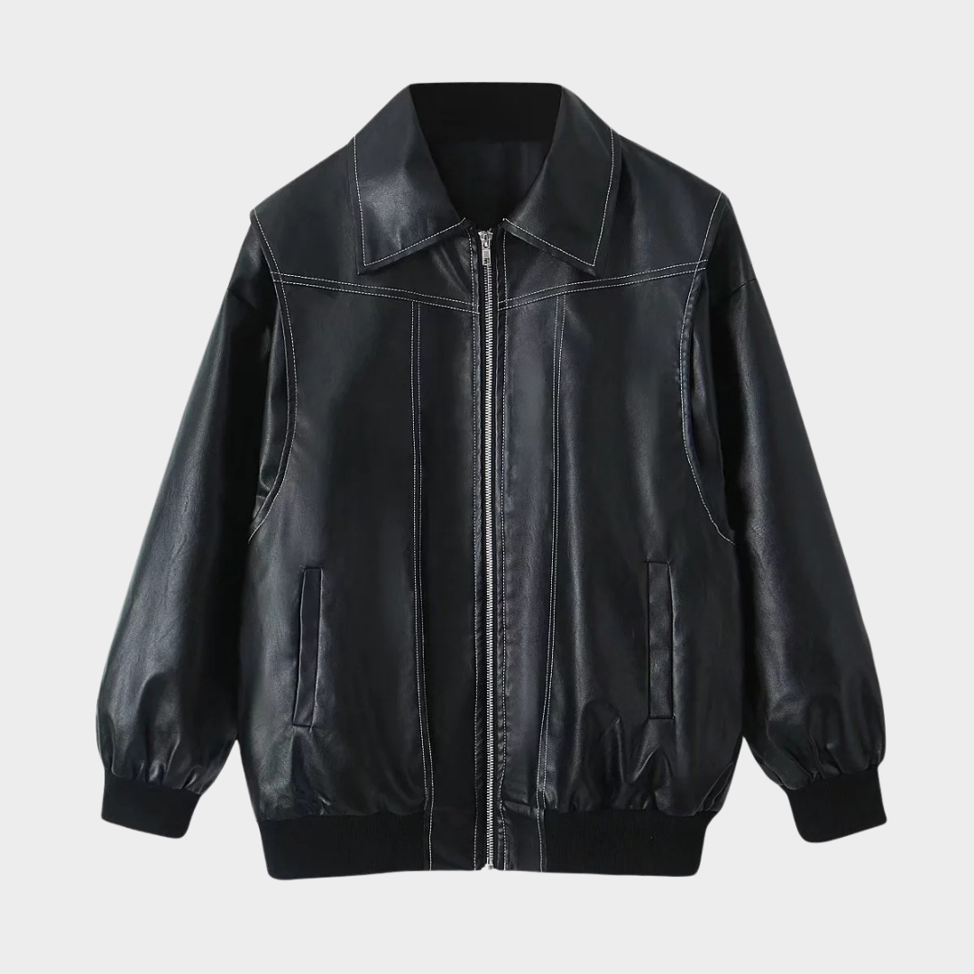 Oversized bomber jacket with contrasting stitching