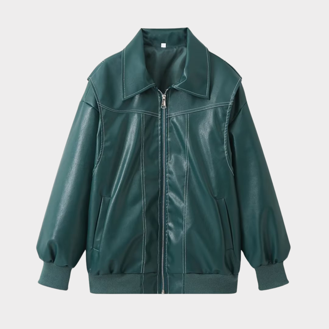 Oversized bomber jacket with contrasting stitching