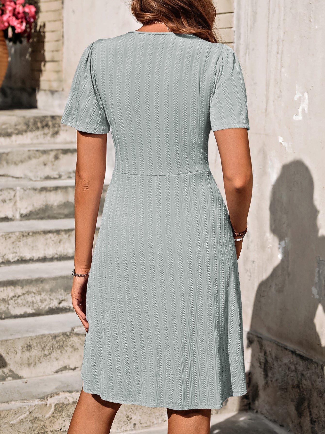 LYANA | Casual Cotton Summer Dress with Button Detail