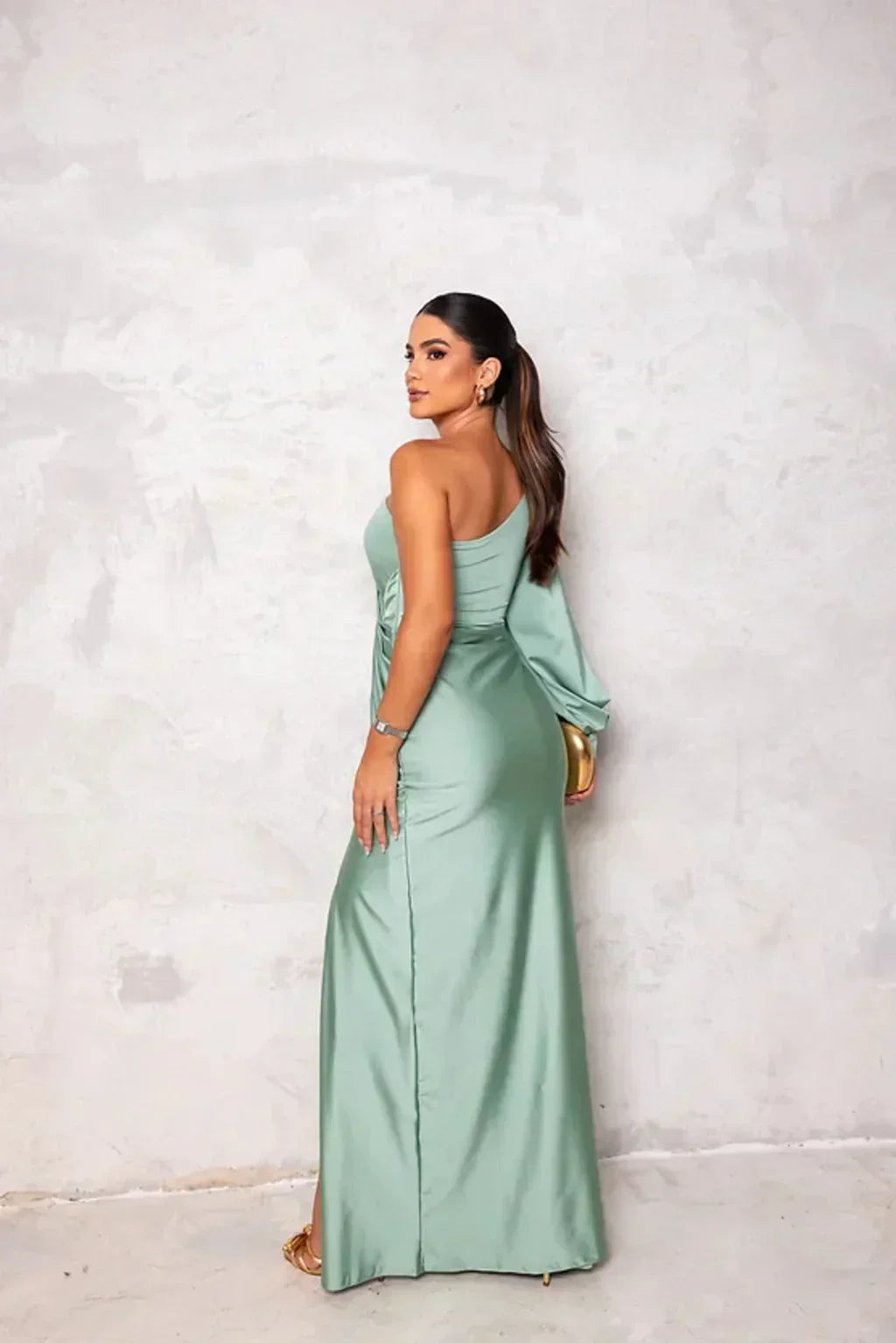 DALINA | One-Shoulder Wedding Guest Maxi Dress with Split