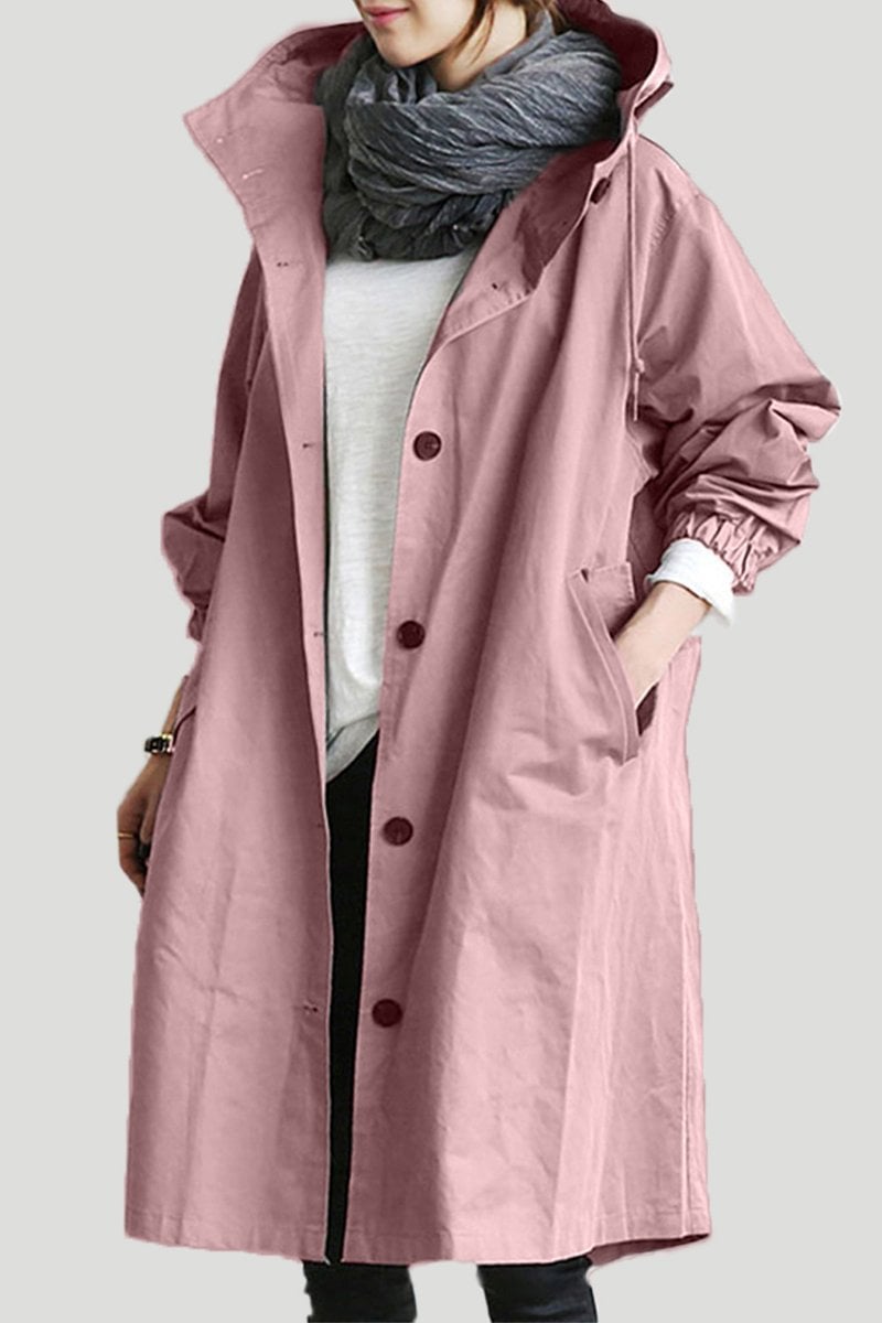 Waterproof women's trench coat with hood | Stylish mid-season jacket for spring and autumn