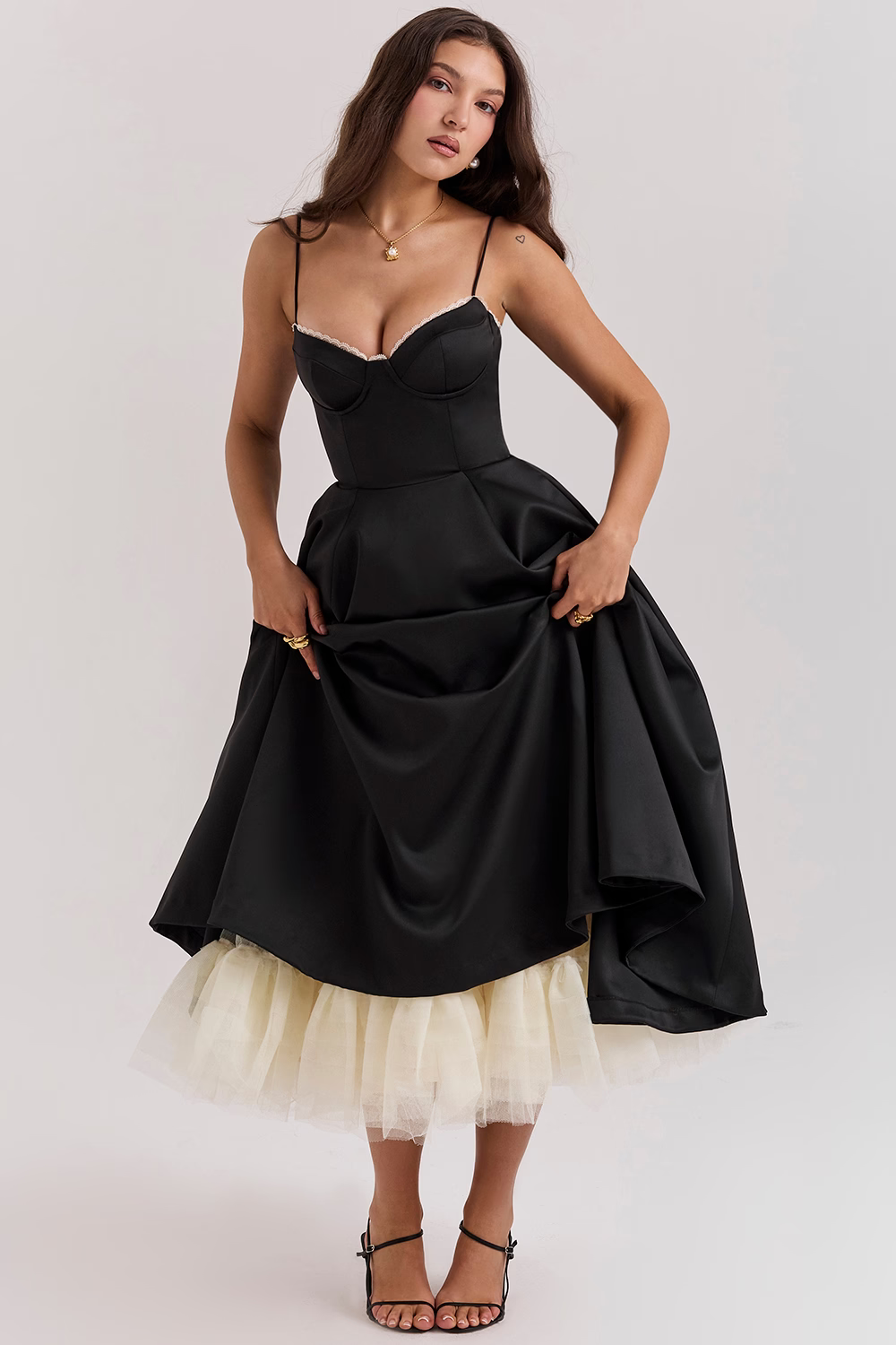 ELIORA | Elegant Midi Dress with Tulle Skirt