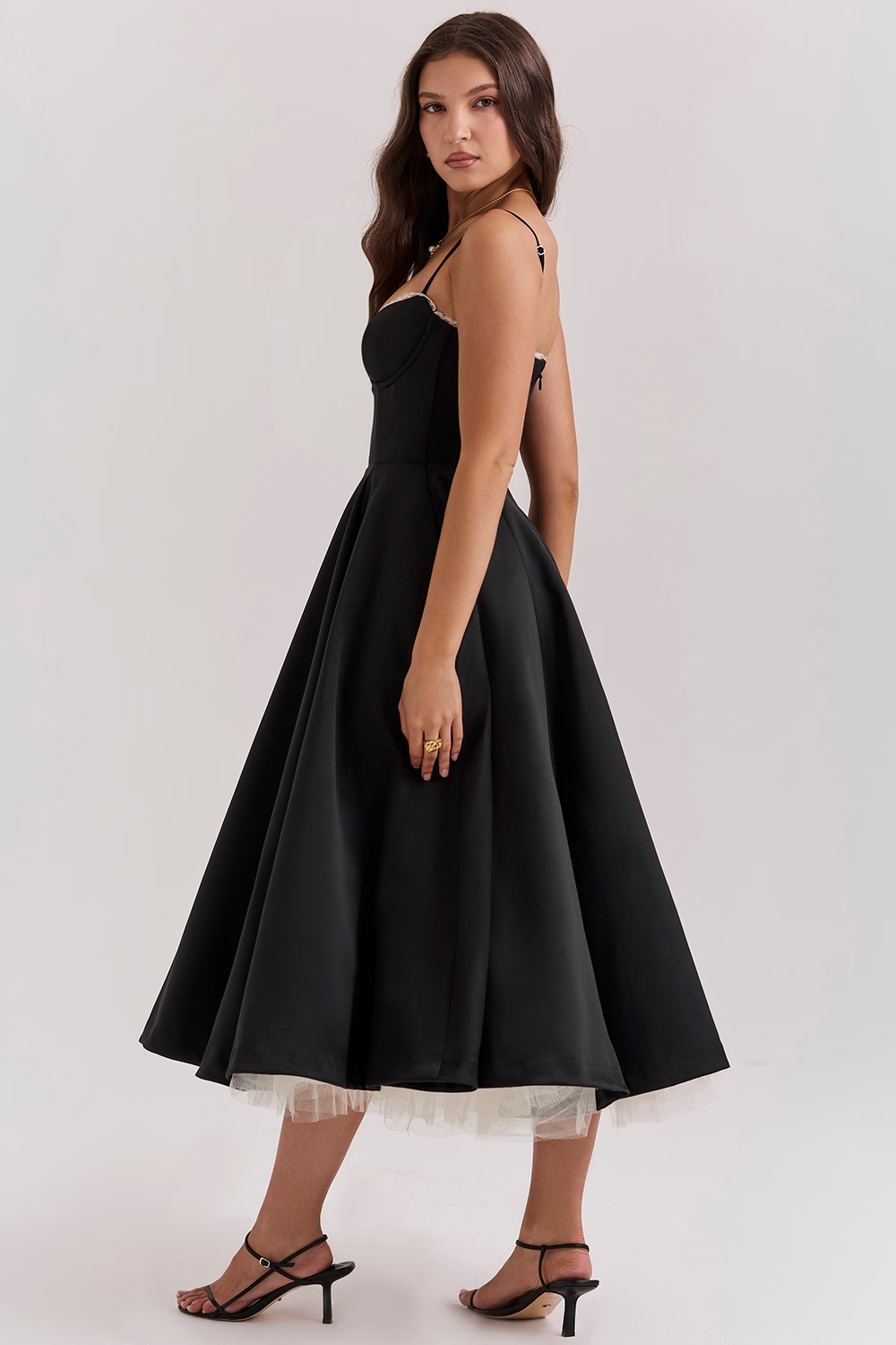 ELIORA | Elegant Midi Dress with Tulle Skirt