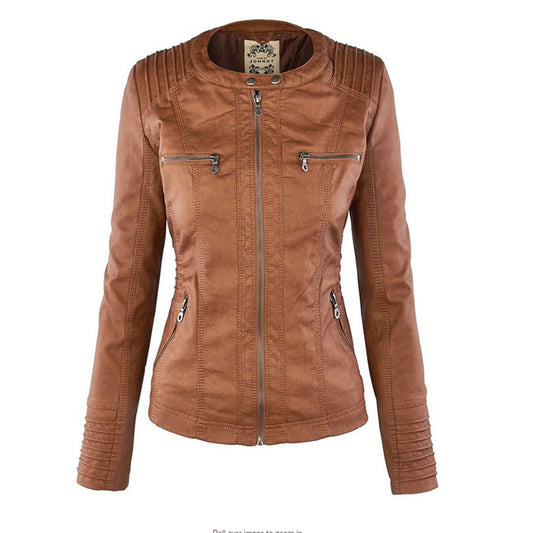 Alesund Women's Leather Jacket | Stylish PU Leather with Hood 1