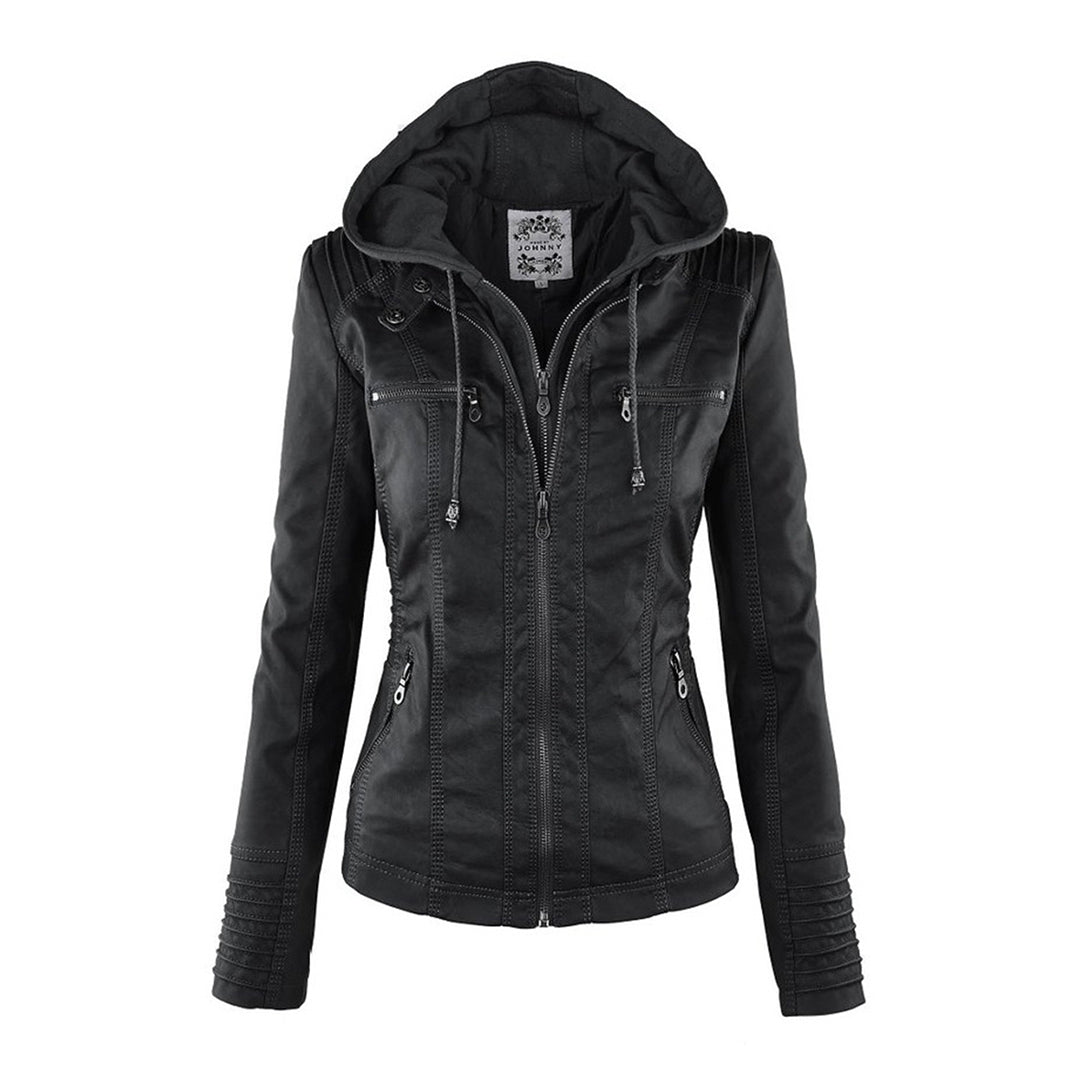 Alesund Women's Leather Jacket | Stylish PU Leather with Hood 11
