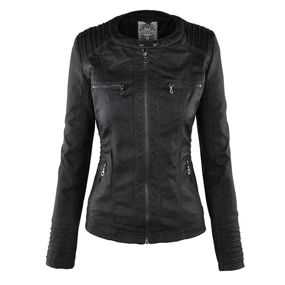 Alesund Women's Leather Jacket | Stylish PU Leather with Hood 4