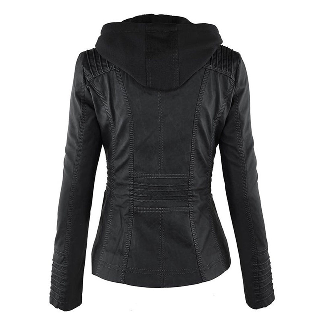 Alesund Women's Leather Jacket | Stylish PU Leather with Hood 5