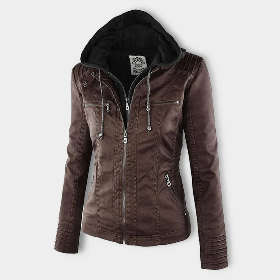 Alesund Women's Leather Jacket | Stylish PU Leather with Hood 6