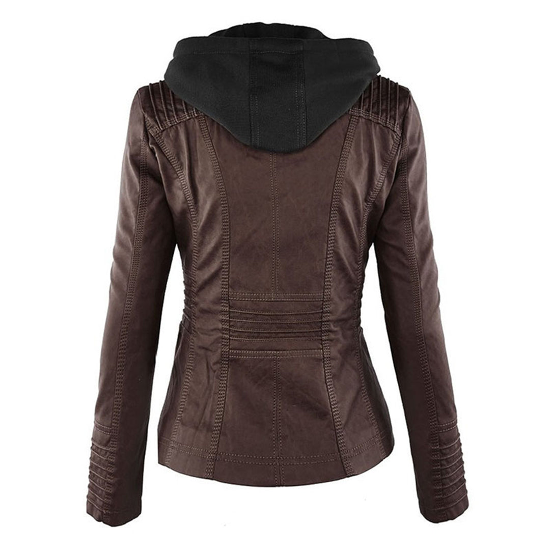 Alesund Women's Leather Jacket | Stylish PU Leather with Hood 7