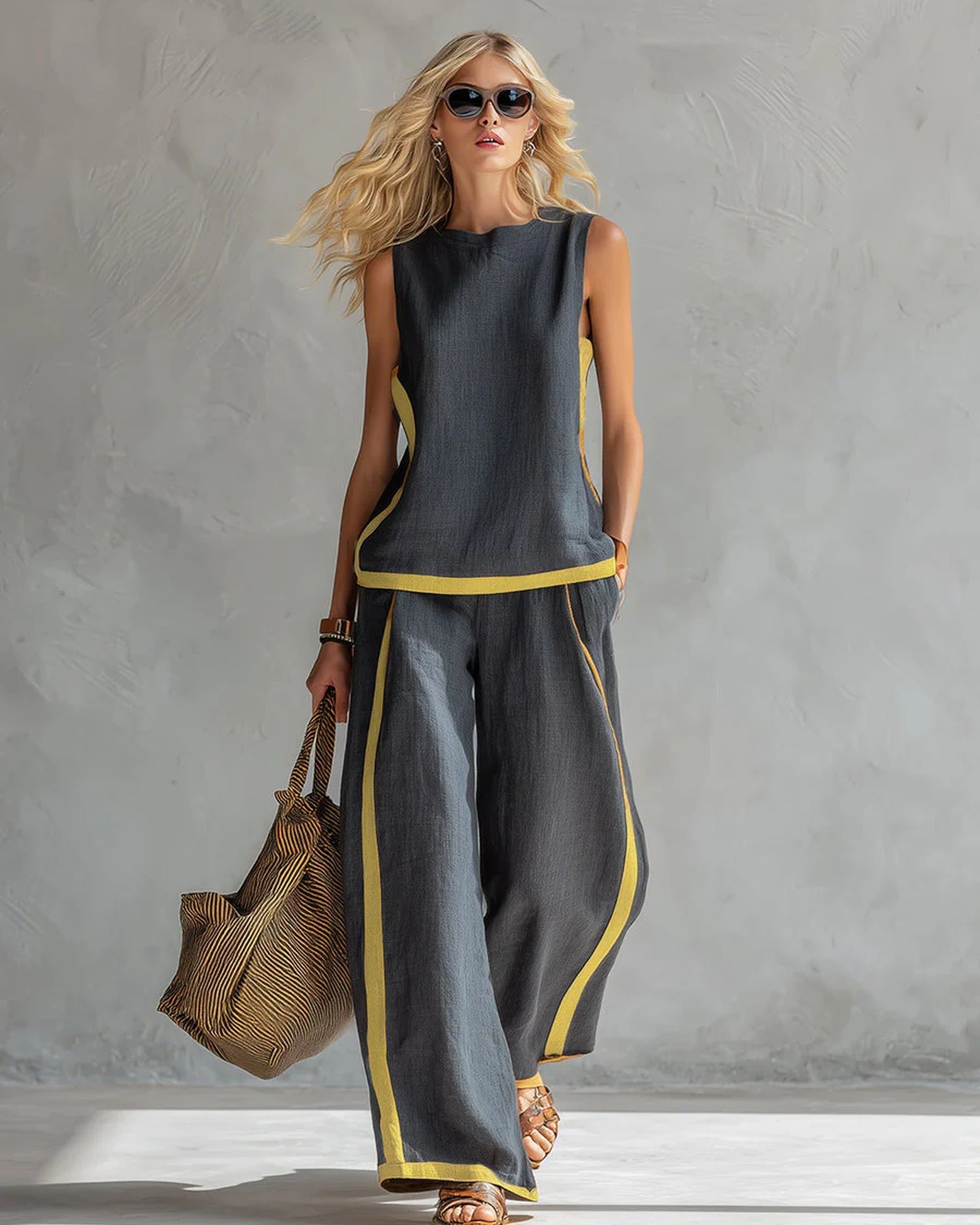 Amina Women's Co Ord Set | Layered Fringe, Wide Leg Trousers 0