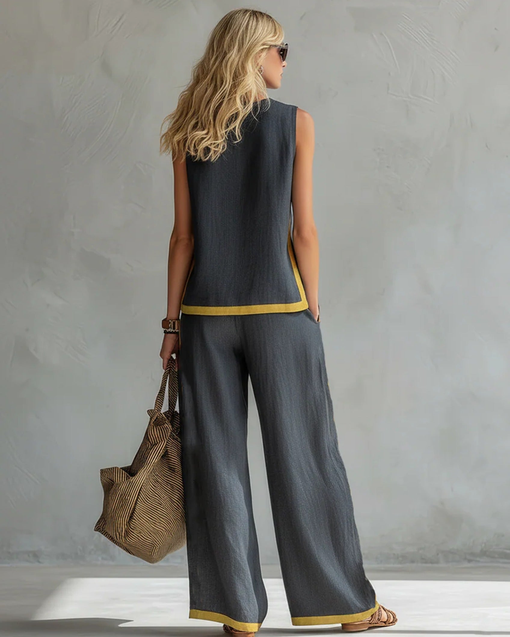 Amina Women's Co Ord Set | Layered Fringe, Wide Leg Trousers 2