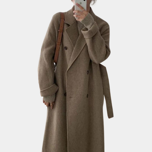 Ava Ladies Winter Coat | Luxe Double-Breasted, Oversized Polyester