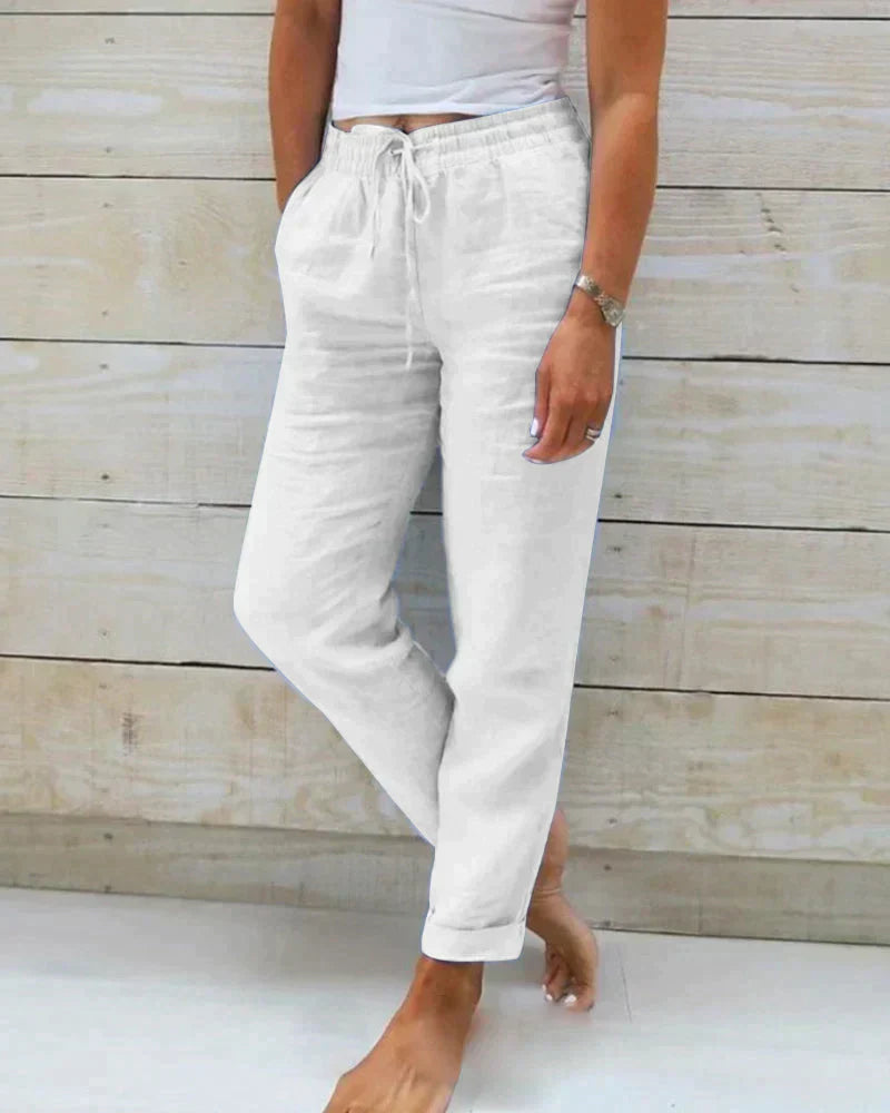 Ava Women's Summer Trousers | Cotton-Linen Blend, Elegant 3