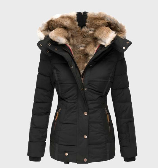 Aveline Women's Black Puffer Jacket | Water-Repellent, Slim Fit Winter Coat 0