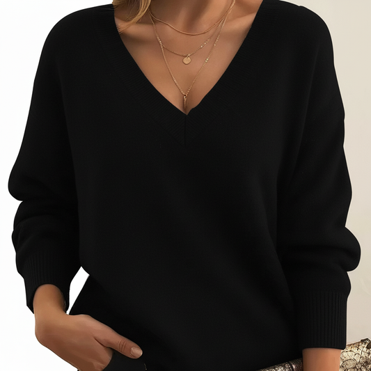 Aveline Women's Pullover Sweater | 100% Cashmere, Elegant V-Neck Design 0