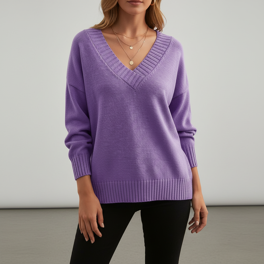 Aveline Women's Pullover Sweater | 100% Cashmere, Elegant V-Neck Design 11