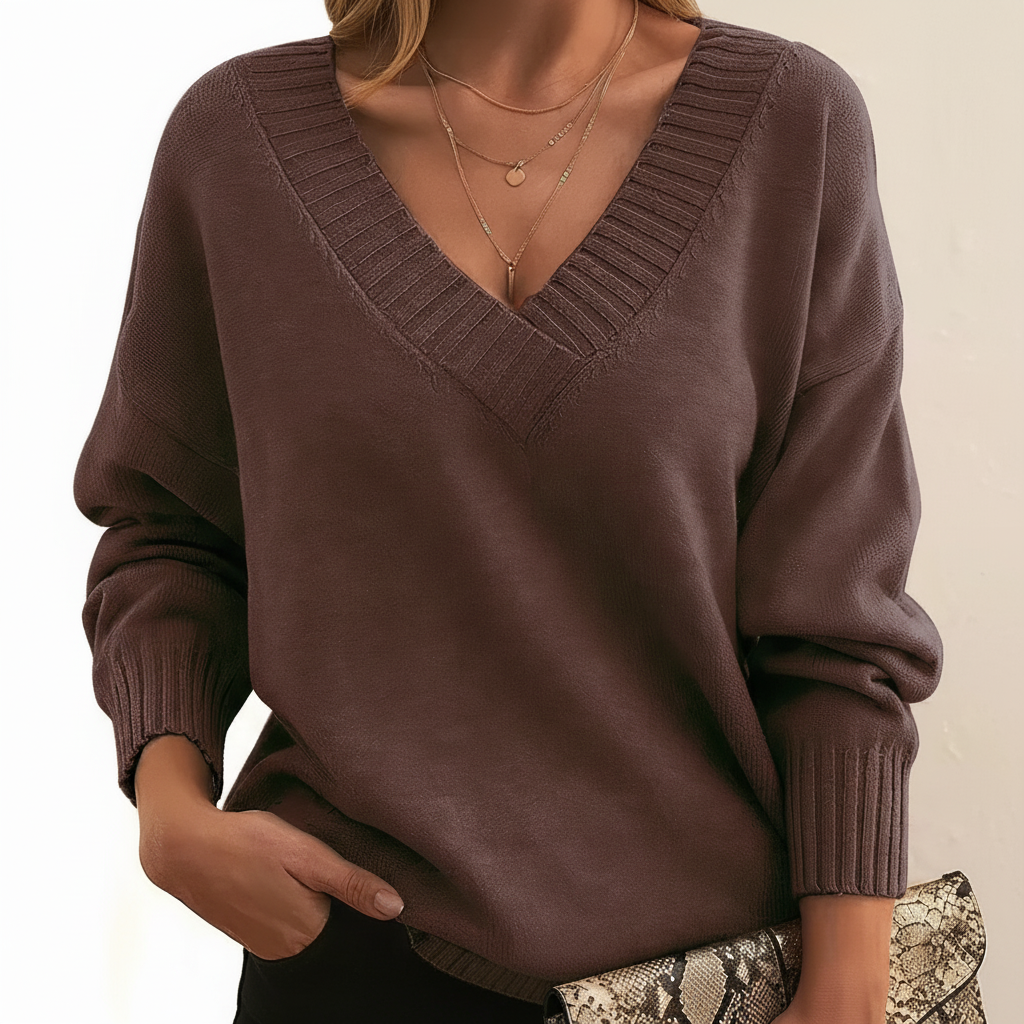 Aveline Women's Pullover Sweater | 100% Cashmere, Elegant V-Neck Design 12