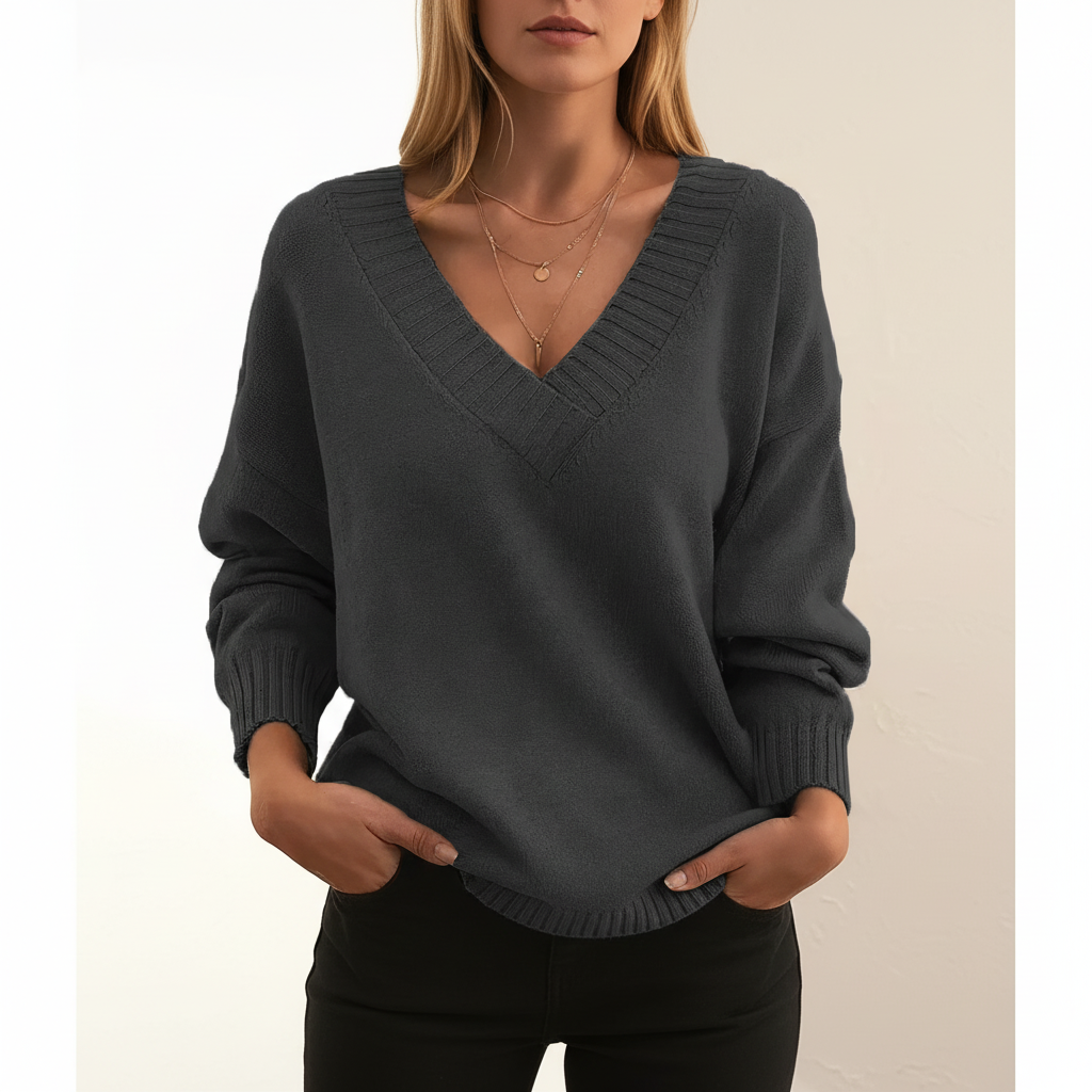 Aveline Women's Pullover Sweater | 100% Cashmere, Elegant V-Neck Design 4