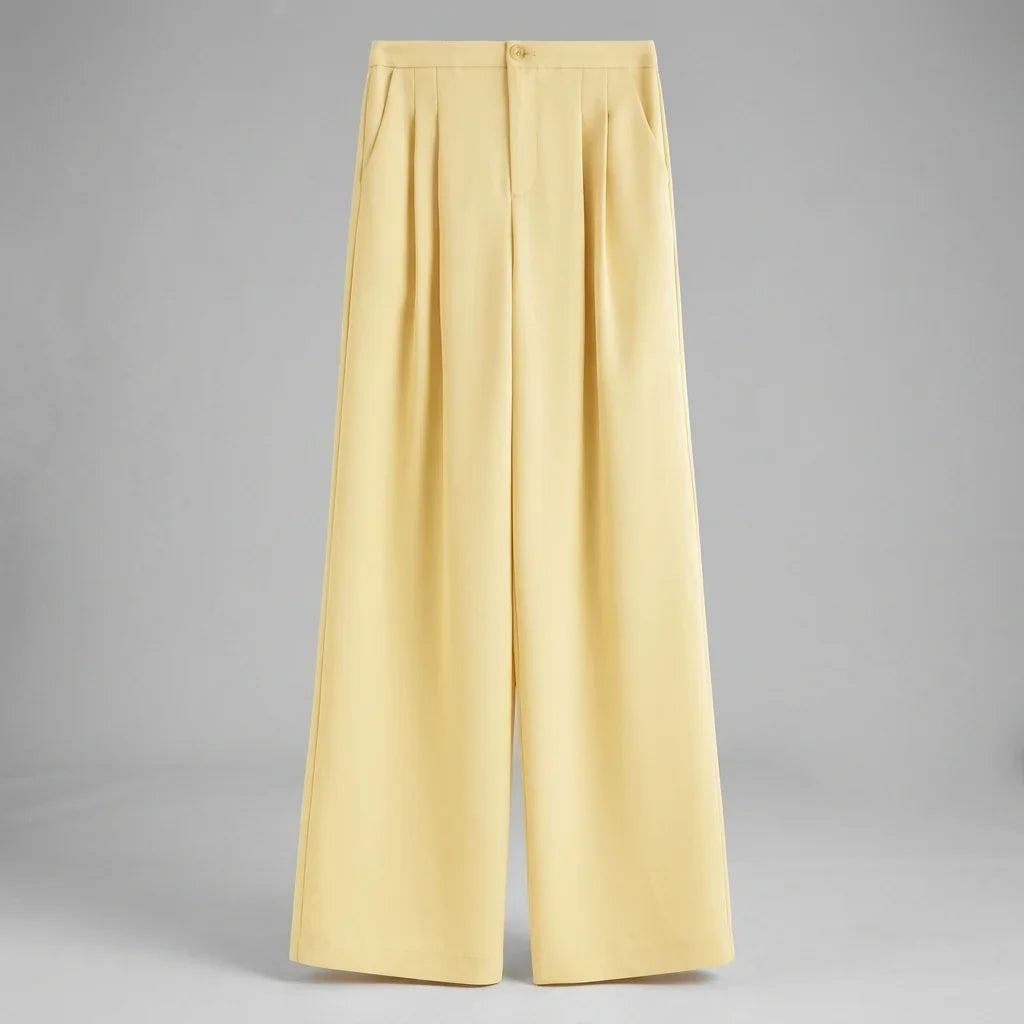 Aveline Women's Wide Leg Trousers | High Waist, Double Pleats 3