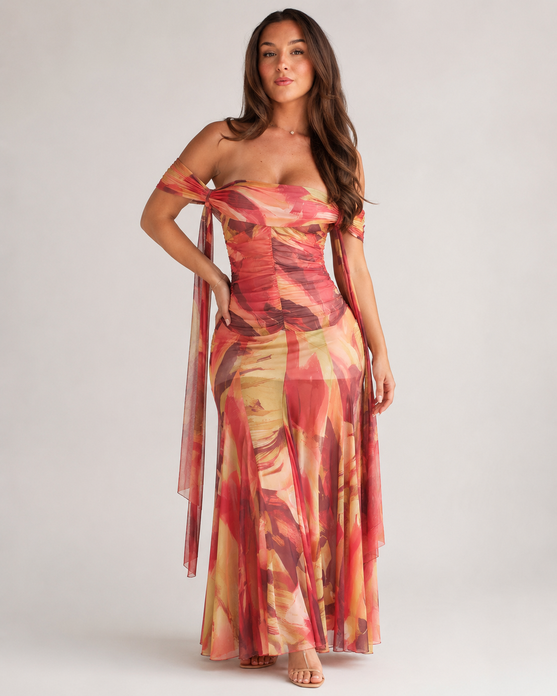Babet Women's Maxi Dress | Knitted Fabric, Close-Fitting Silhouette, Vibrant Print 0