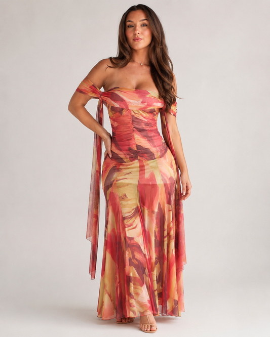 Babet Women's Maxi Dress | Knitted Fabric, Close-Fitting Silhouette, Vibrant Print 0
