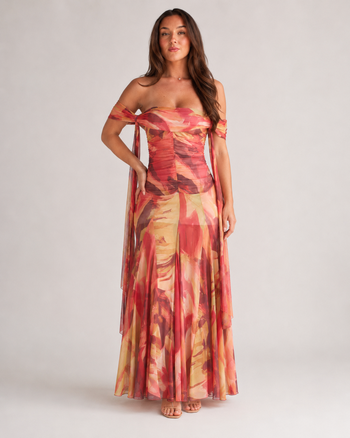 Babet Women's Maxi Dress | Knitted Fabric, Close-Fitting Silhouette, Vibrant Print 1