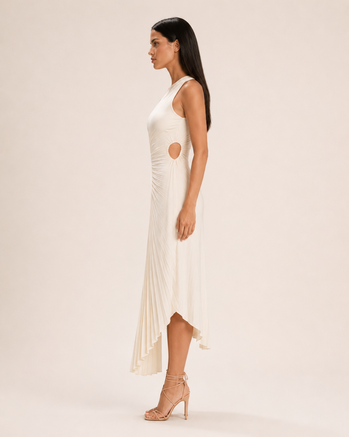 Beatrix Women's Maxi Dress | One-Shoulder Pleated Satin-Blend, Elegant Evening Wear 5
