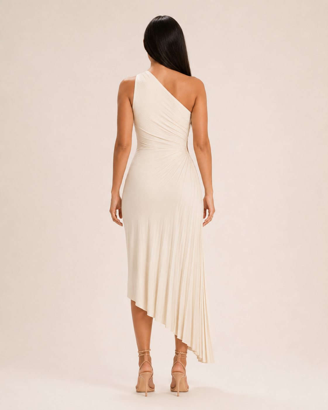 Beatrix Women's Maxi Dress | One-Shoulder Pleated Satin-Blend, Elegant Evening Wear 6