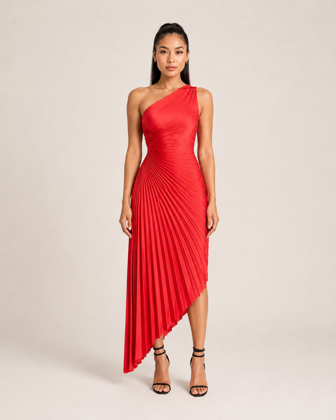 Beatrix Women's Maxi Dress | One-Shoulder Pleated Satin-Blend, Elegant Evening Wear 7