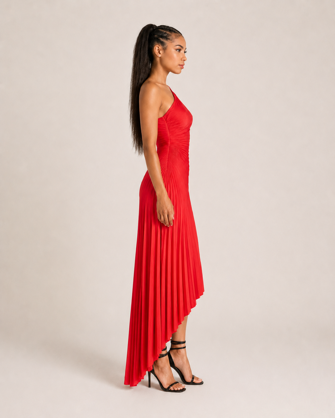 Beatrix Women's Maxi Dress | One-Shoulder Pleated Satin-Blend, Elegant Evening Wear 8