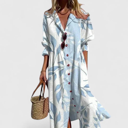 Bella Women's Midi Dress | Floral Print, Button Front, Lightweight 1