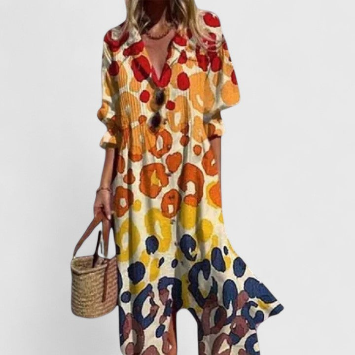 Bella Women's Midi Dress | Floral Print, Button Front, Lightweight 3