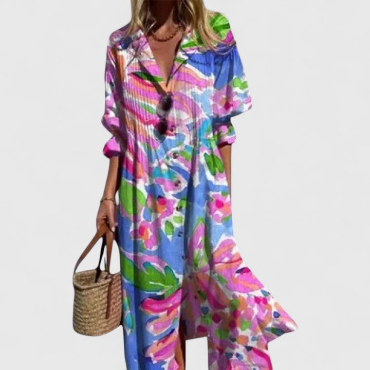 Bella Women's Midi Dress | Floral Print, Button Front, Lightweight 4