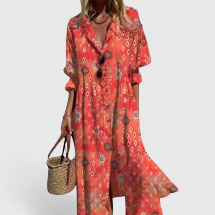 Bella Women's Midi Dress | Floral Print, Button Front, Lightweight 5