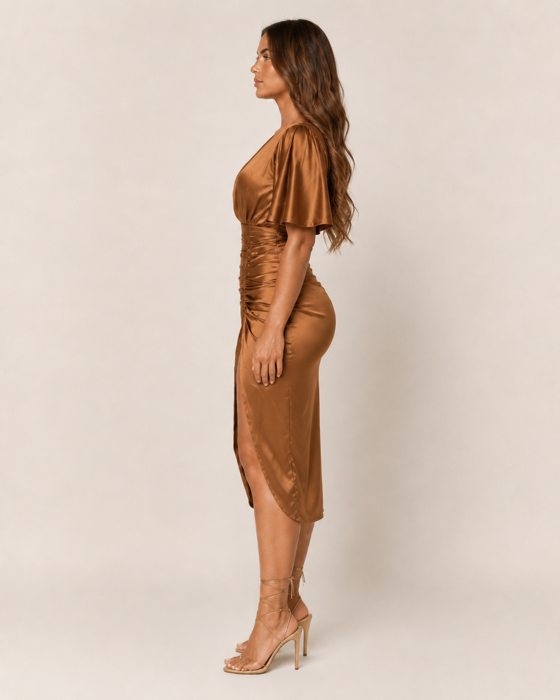 Benthe Women's Cocktail Dress | Satin Look, One-Shoulder Draped Design 8
