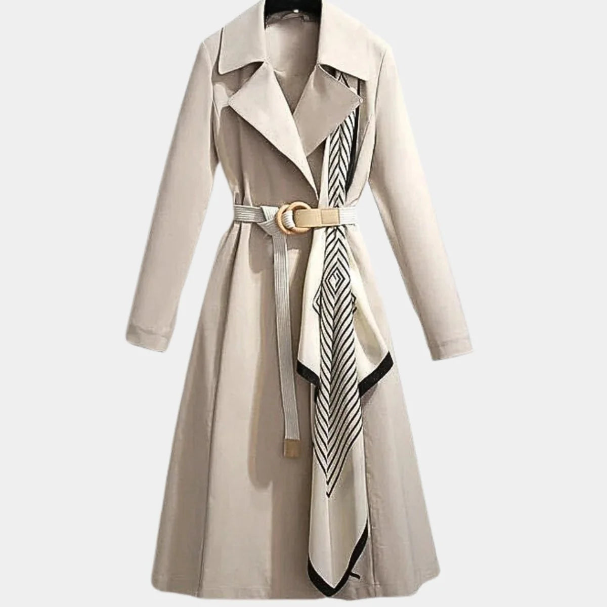 Brenna Women's Midi Coat | Smooth Fabric, Belted Waist 3