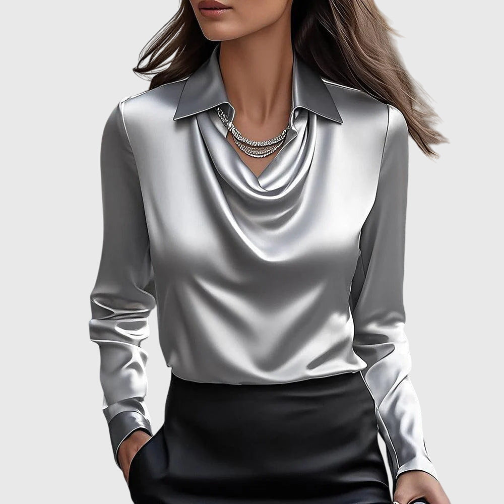 Brielle Women's Blouse | Luxe Shine, Flattering Draping, Plus Size Tops Available 1