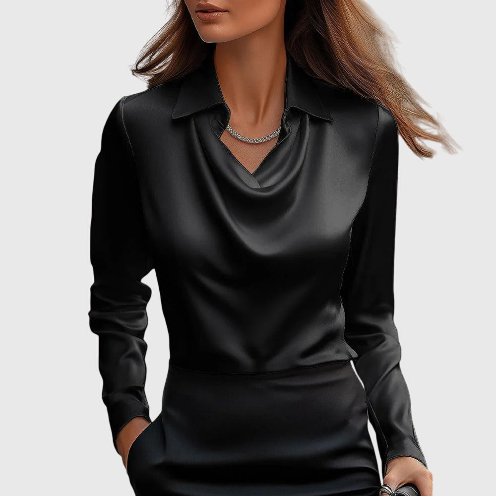 Brielle Women's Blouse | Luxe Shine, Flattering Draping, Plus Size Tops Available 2