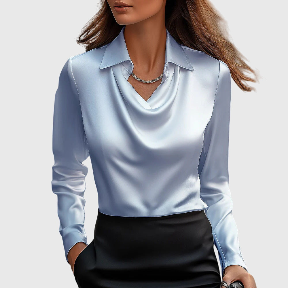 Brielle Women's Blouse | Luxe Shine, Flattering Draping, Plus Size Tops Available 3