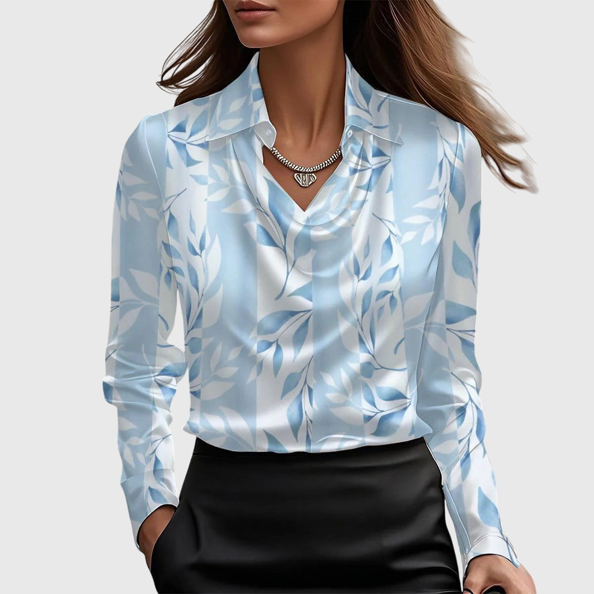 Brielle Women's Blouse | Luxe Shine, Flattering Draping, Plus Size Tops Available 4