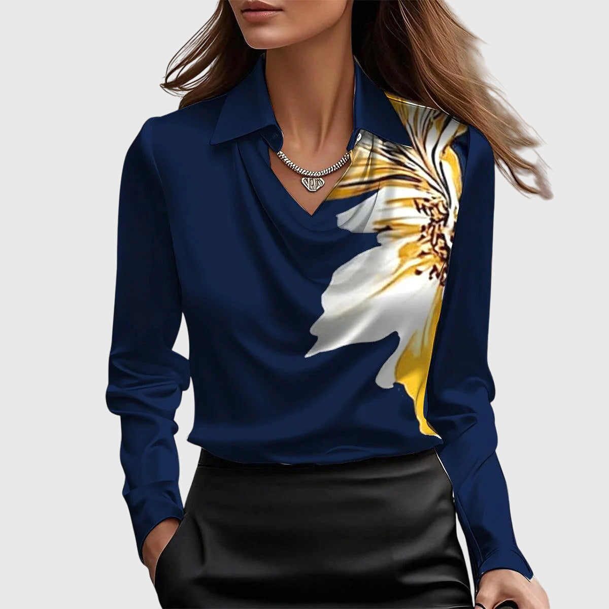 Brielle Women's Blouse | Luxe Shine, Flattering Draping, Plus Size Tops Available 7