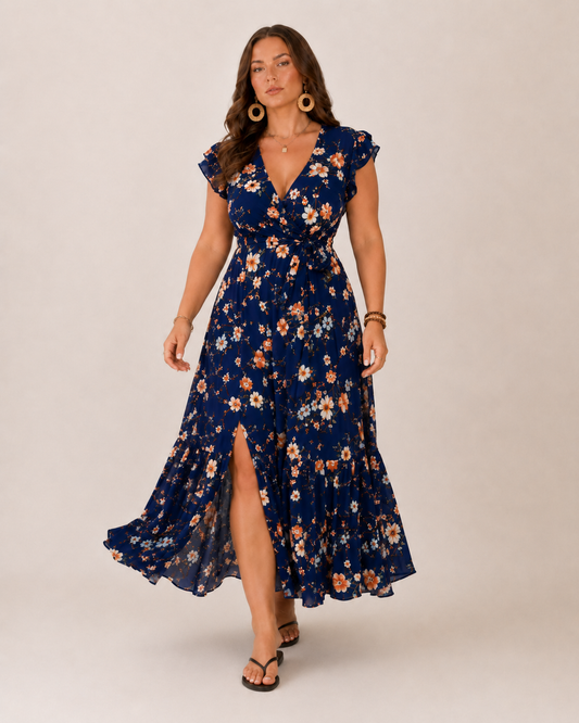 Brielle Women's Maxi Dress | Floral Print, Flattering Wrap Fit, Plus Size Available 0