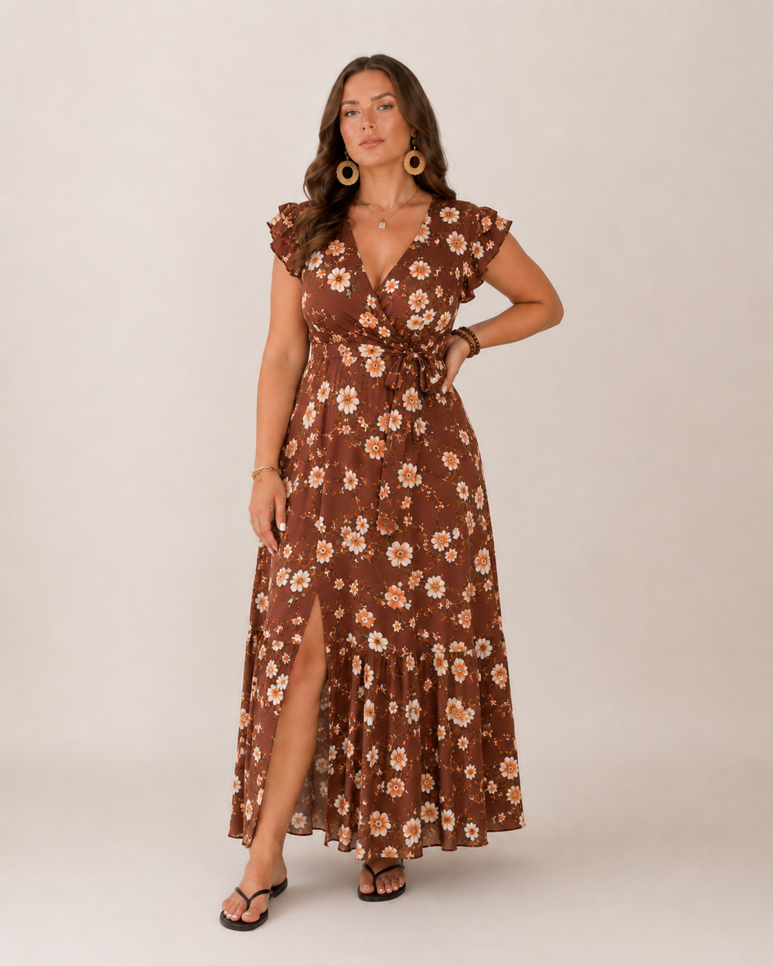 Brielle Women's Maxi Dress | Floral Print, Flattering Wrap Fit, Plus Size Available 9