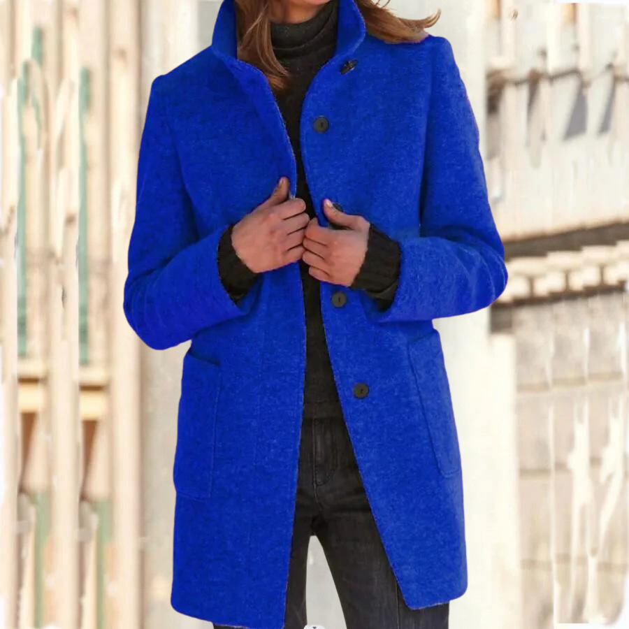 Elegant women's coat with high collar | Warm and stylish winter coat