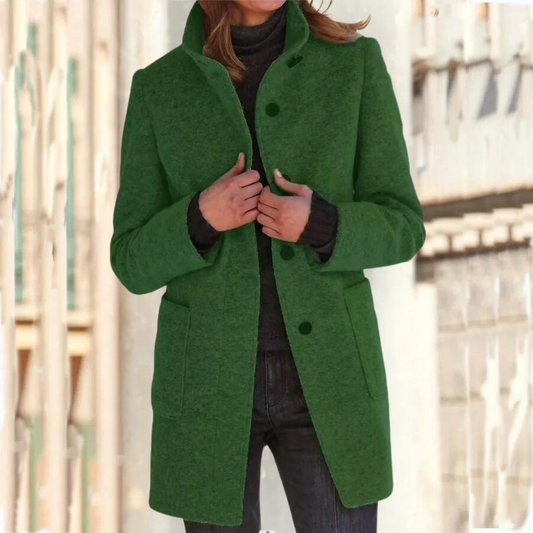 Elegant women's coat with high collar | Warm and stylish winter coat