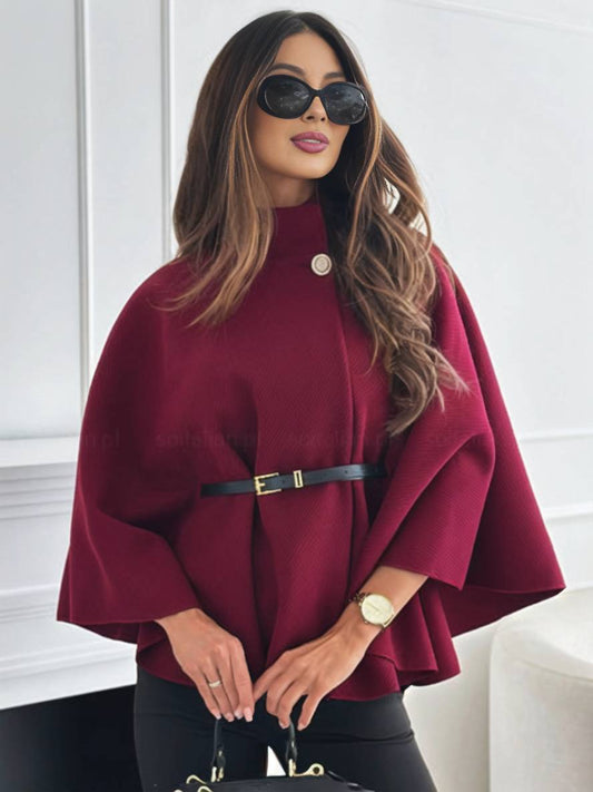 ÉLINOR | Short poncho coat with belt and batwing sleeves